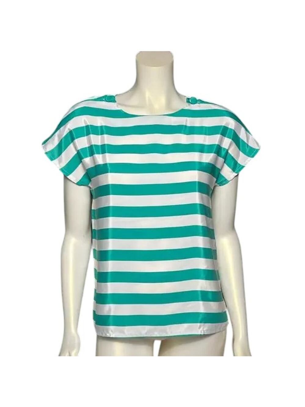 Green and white striped units T-shirt